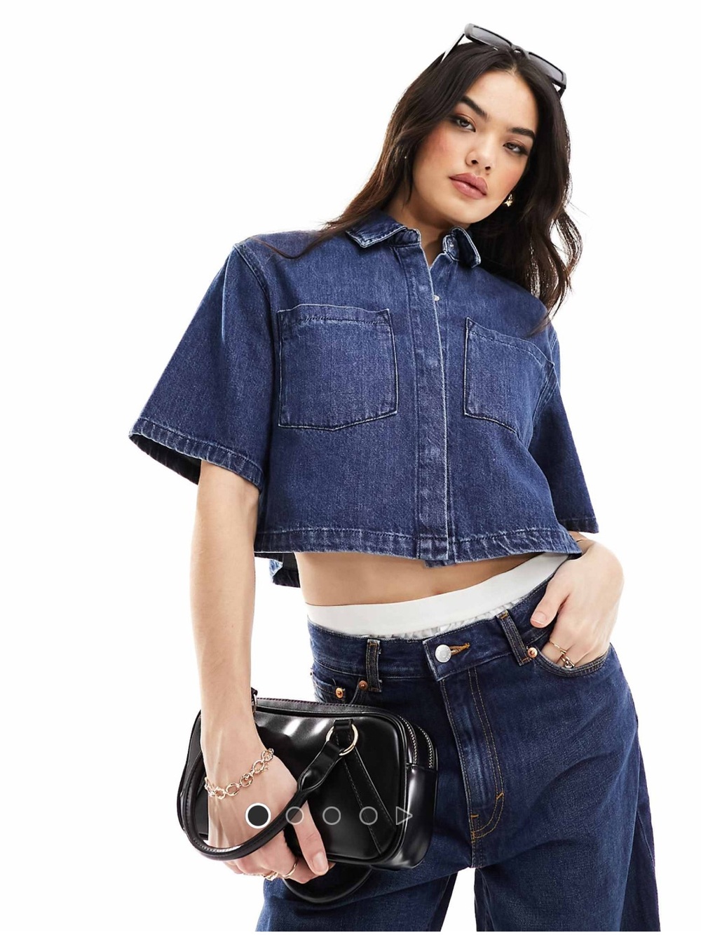 ASOS design denim crop shirt in rinse wash size 14